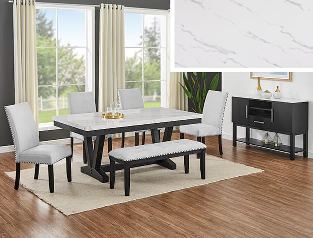 The Vance Faux Table / SIDE Chairs, Bench collection
