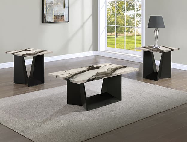 The Adea 3-Piece Cocktail Set Brown Faux Marble collection