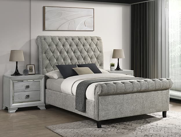 The Kate Platform Bed L.grey Tweed collection