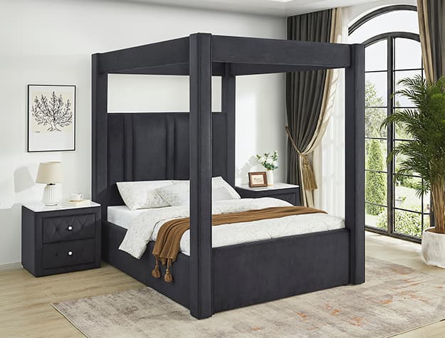 The Jayla Canopy Bed Black collection