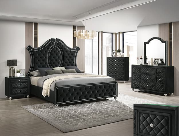 The Cameo Panel Bedroom Group - Black collection