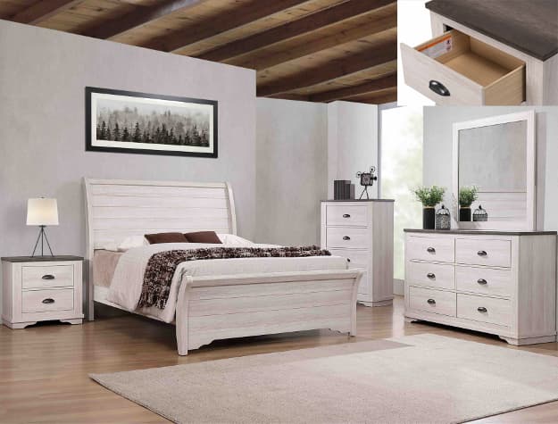 The Coralee Bedroom Group CHALK / GREY collection